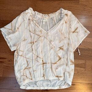 Cloth & Stone White and Brown Tie-Dye Top